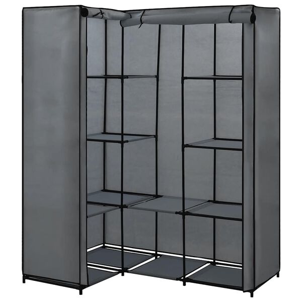 vidaXL Corner Wardrobe Grey 130x87x169 cm
