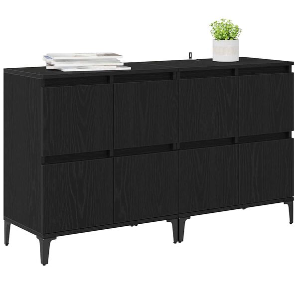 vidaXL Sideboards 2 pcs Black Oak 60 x 35 x 70 cm Engineered Wood