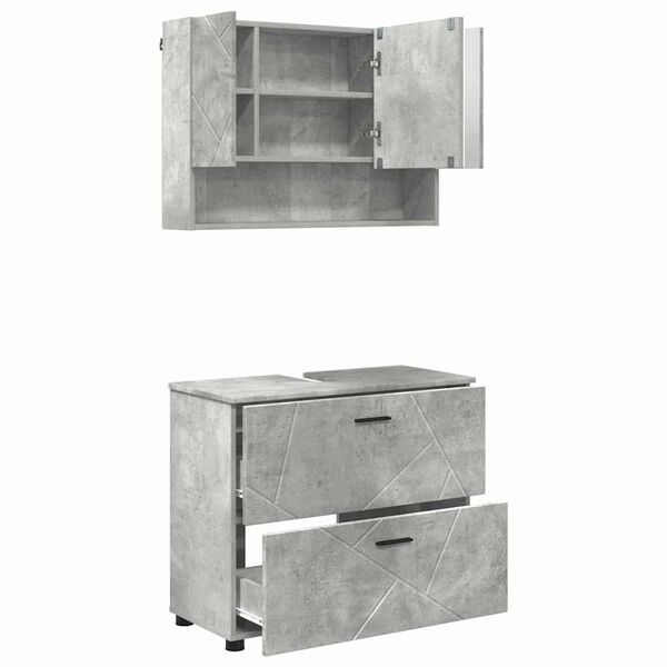 vidaXL Bathroom Furniture Set with Drawer 2 pcs Concrete Grey
