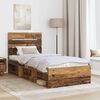 vidaXL Bed Frame with Headboard Old Wood 75 x 190 cm Solid Pine Wood