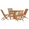 vidaXL 5 Piece Folding Outdoor Dining Set Solid Wood Teak