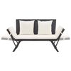 vidaXL Garden Bench with Cushions Black 176 cm Poly Rattan