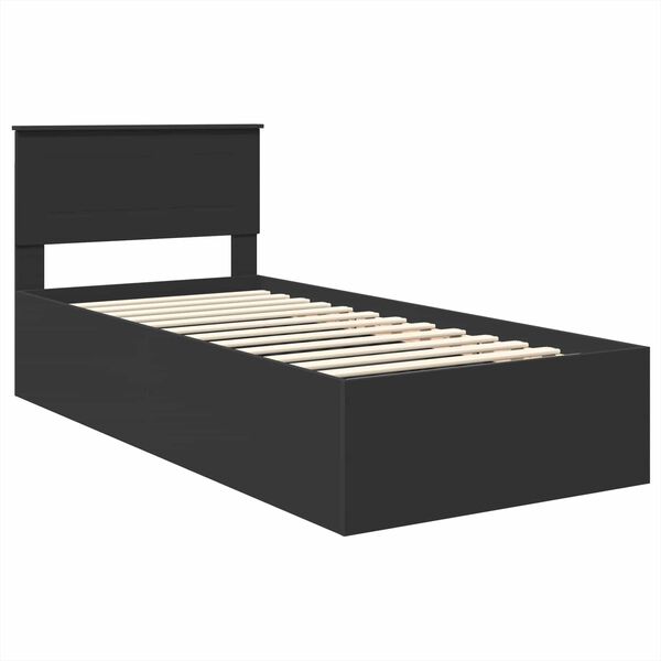 vidaXL Bed Frame with Headboard Black 100 x 200 cm Engineered Wood