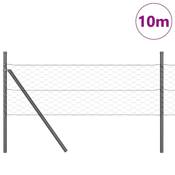 vidaXL Fence Post Grey 10 x 0.4 m (50 mm mesh) Steel and PVC