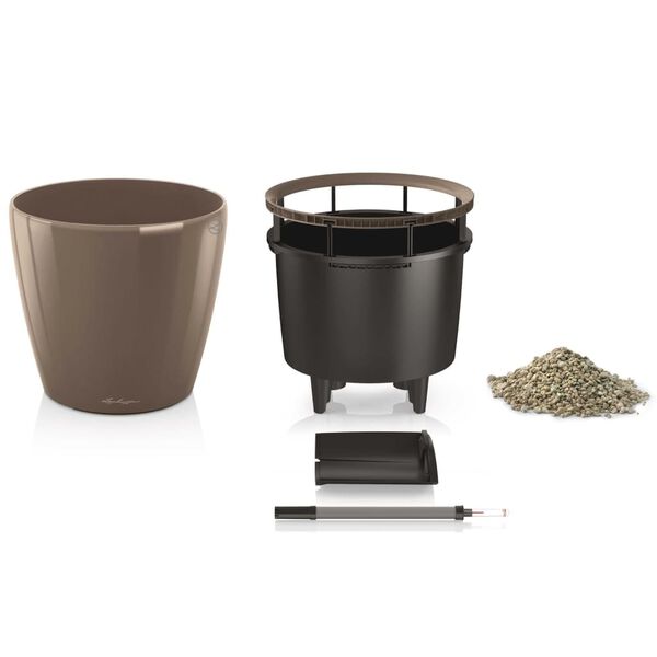 LECHUZA Planter CLASSICO LS 43 ALL-IN-ONE Taupe High Gloss 16085
