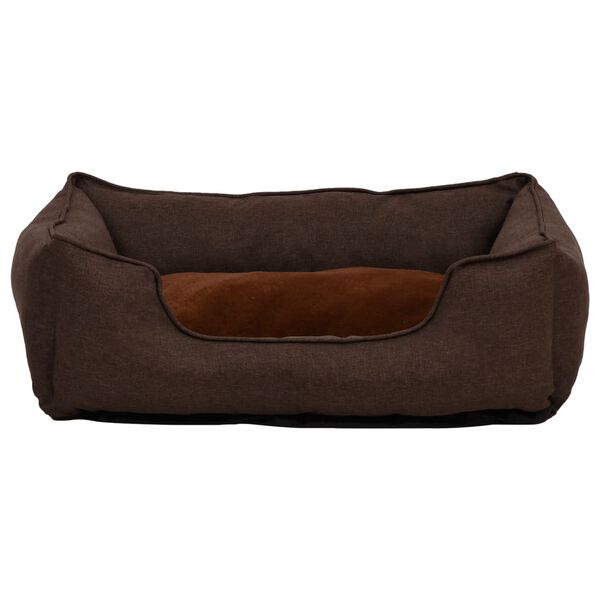 vidaXL Dog Bed Brown 85.5x70x23 cm Linen Look Fleece