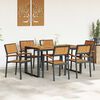 vidaXL Garden Dining Set 7 pcs Black Solid Acacia Wood