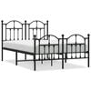 vidaXL Metal Bed Frame without Mattress with Footboard Black 120x200cm