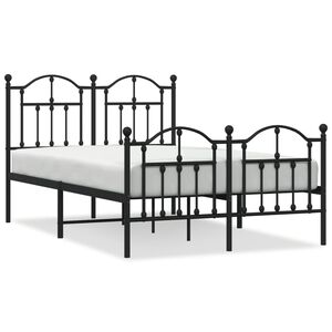 vidaXL Metal Bed Frame without Mattress with Footboard Black 120x200cm