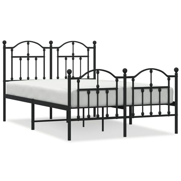 vidaXL Metal Bed Frame without Mattress with Footboard Black 120x200cm