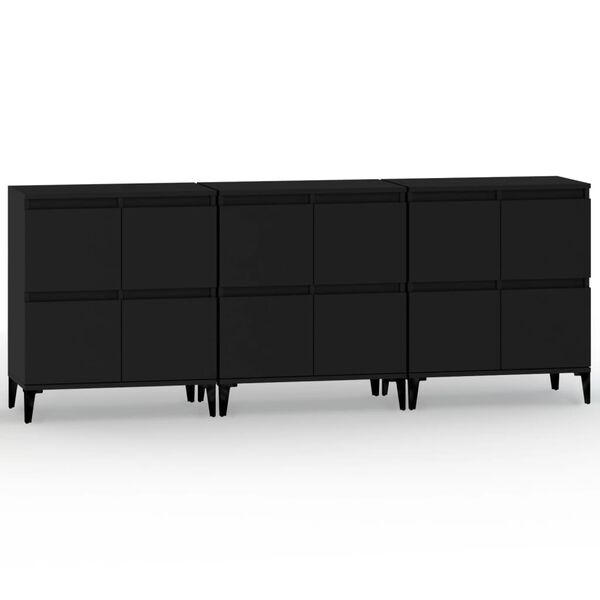 vidaXL Sideboards 3 pcs Black 60x35x70 cm Engineered Wood