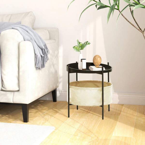 vidaXL Side Table with Basket 40x40x45.5 cm Cream