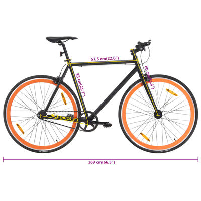 vidaXL Fixed Gear Bike Black and Orange 700c 55 cm
