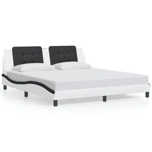 vidaXL Bed Frame without Mattress "Zadar" White and Black 180x200 cm Super King Faux Leather