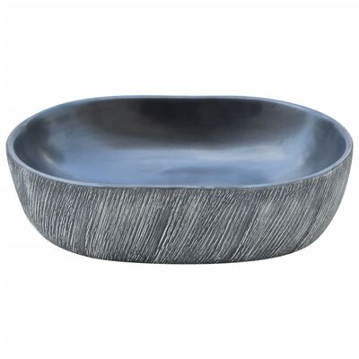 vidaXL Countertop Basin Black and Grey Oval 47x33x13 cm Ceramic