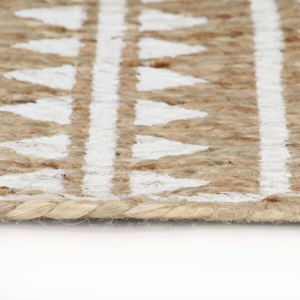 vidaXL Handmade Rug Jute with White Print 150 cm