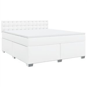 vidaXL Box Spring Bed with Mattress White 180x200 cm Faux Leather
