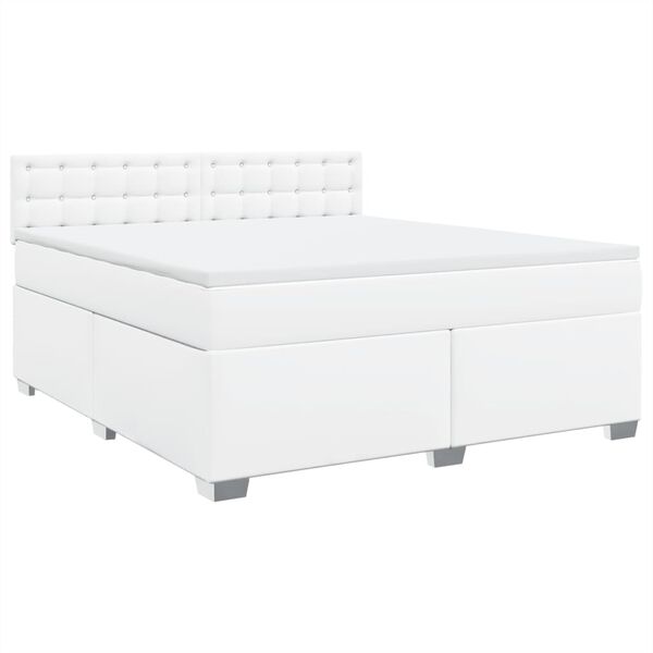 vidaXL Box Spring Bed with Mattress White 180x200 cm Faux Leather