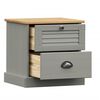 vidaXL Bedside Cabinet VIGO Grey 42x35x42 cm Solid Wood Pine