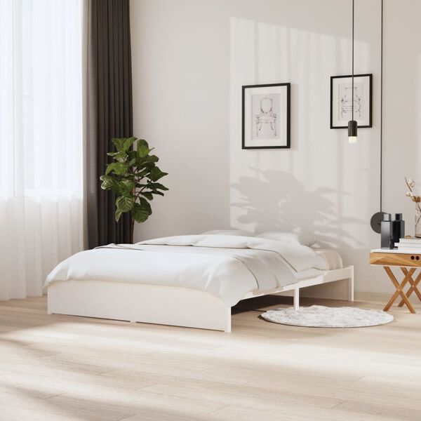 vidaXL Bed Frame without Mattress White Solid Wood 160x200 cm