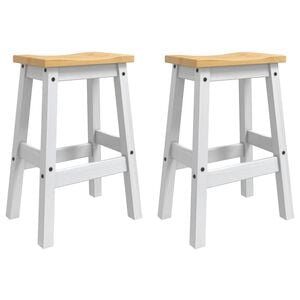 vidaXL Bar Stool 2 pcs White and Honey Wax 44 x 30 x 63 cm Solid-Pine