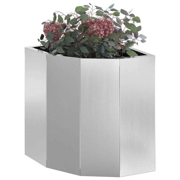 vidaXL Corner Planter Silver 30 x 30 x 35 cm Galvanised steel