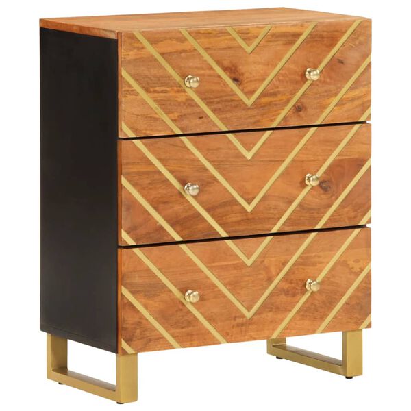 vidaXL Side Cabinet Brown and Black 60x33.5x75 cm Solid Wood Mango