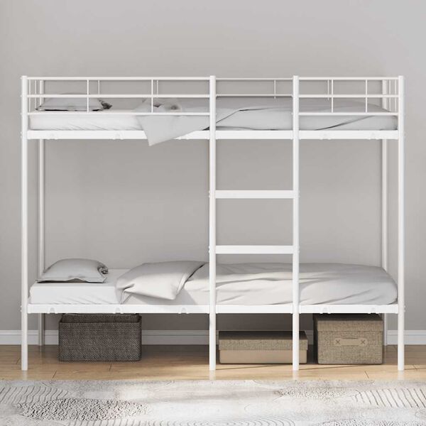 vidaXL Bunk Bed without Mattress White 90x190 cm Single Steel
