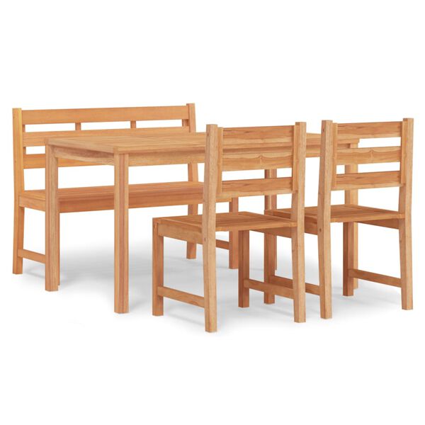 vidaXL 4 Piece Garden Dining Set Solid Wood Teak