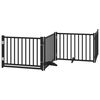 vidaXL Dog Gate with Door Foldable 6 Panels Black 480 cm Poplar Wood