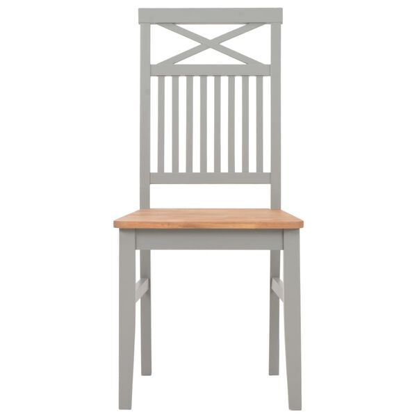 vidaXL Dining Chairs 2 pcs Grey Solid Oak Wood