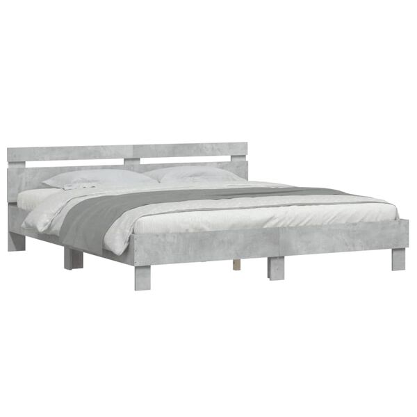 vidaXL Bed Frame with LED without Mattress Concrete Grey 200x200 cm