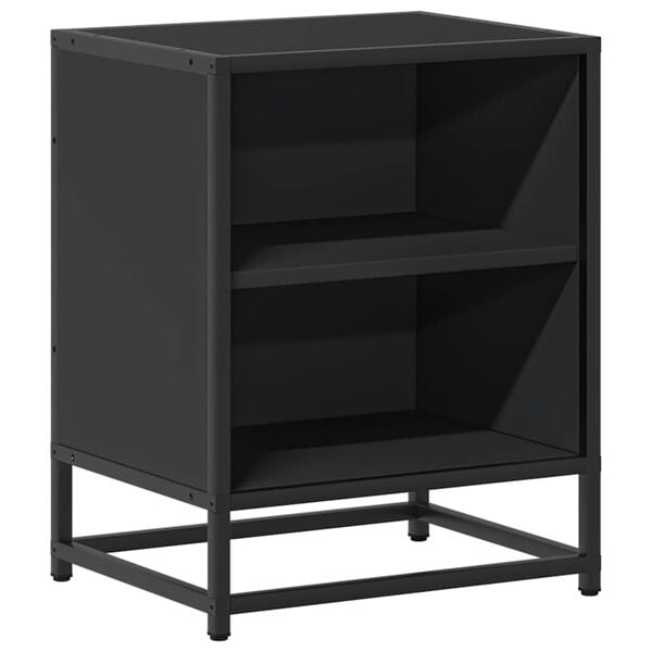 vidaXL Bedside Cabinet Black 40x31x50 cm Engineered Wood and Metal