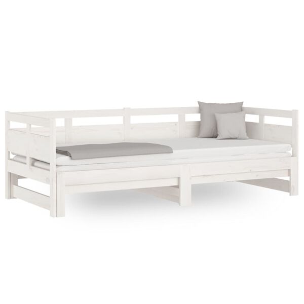 vidaXL Pull-out Day Bed without Mattress White 2x(90x190) cm