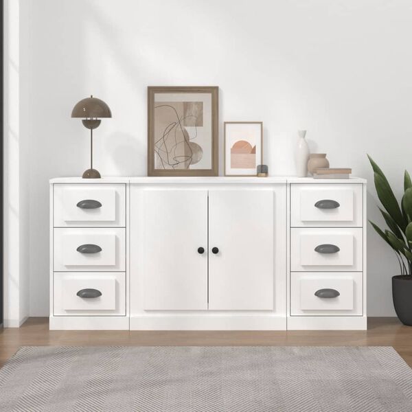 vidaXL Sideboards 3 pcs White Engineered Wood