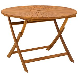 vidaXL Folding Garden Table Natural &Oslash;110 x 75 cm Solid Acacia Wood