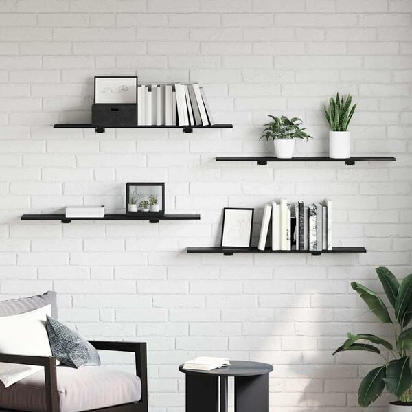 vidaXL Bookshelf Board 4 pcs Black 100 x 20 x 1.5 cm Engineered Wood