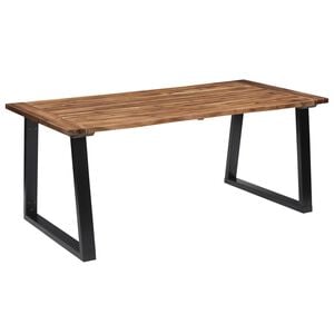 vidaXL Dining Table | Brown and Black | Solid acacia wood | 180x90 cm