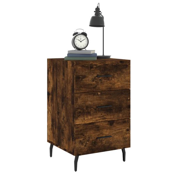 vidaXL Bedside Cabinet Smoked Oak 40x40x66 cm Engineered Wood