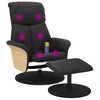 vidaXL Massage Recliner Chair with Footstool Black Faux Leather