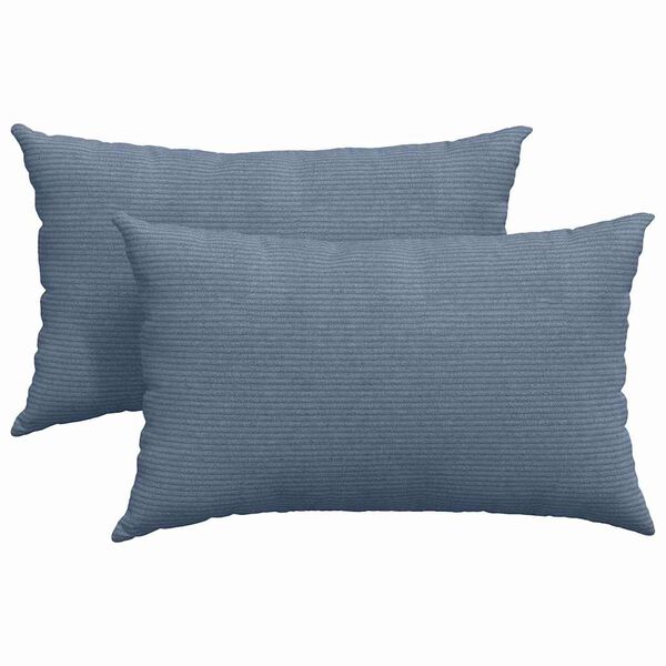 vidaXL Sofa Pillows 2 pcs Blue 50 x 30 cm Corduroy Fabric