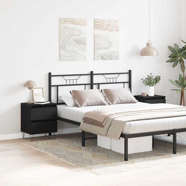 vidaXL Bedside Cabinet 2 pcs Black oak 40 x 35 x 50 cm Engineered wood