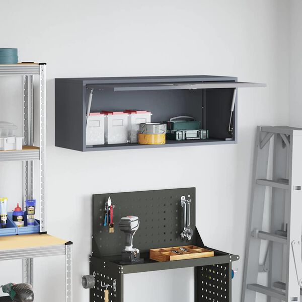 vidaXL Wall Cabinet for Garage with Gas-lift Door Anthracite