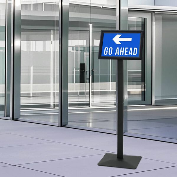 vidaXL Pedestal Poster Stand Black A4 Aluminum and PVC