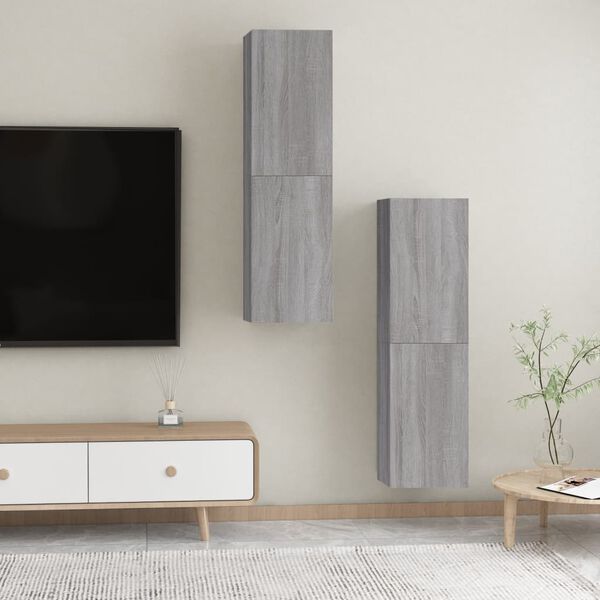 vidaXL Wall-mounted TV Cabinets 2 pcs Grey Sonoma 30.5x30x110 cm