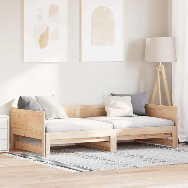 vidaXL Pull-out Day Bed Brown 203.5 x 184 x 56.5 cm Solid Pine Wood