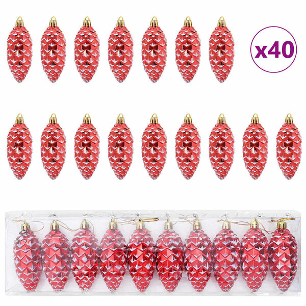 vidaXL Christmas Pine Cone Ball 40 pcs Red