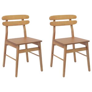 vidaXL Dining Chair 2 pcs Solid Rubber Wood Natural