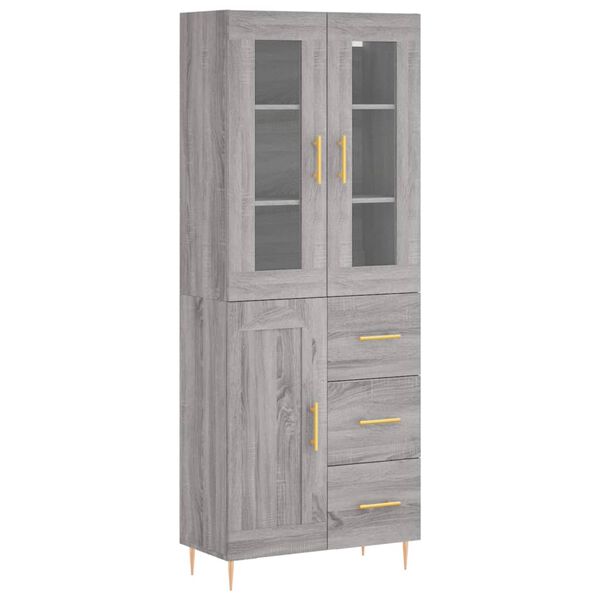 vidaXL Highboard Grey Sonoma 69.5x34x180 cm Engineered Wood