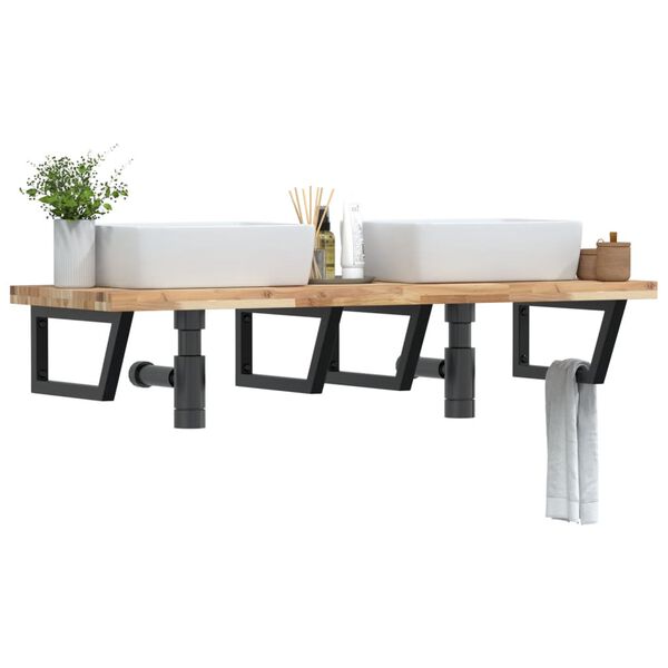 vidaXL Basin Shelf Wall Mounted Steel and Solid Wood Acacia